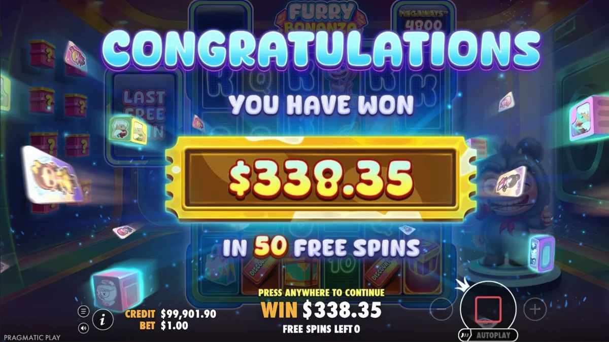 Tampilan visual slot Furry Bonanza Megaways dengan karakter beruang lucu